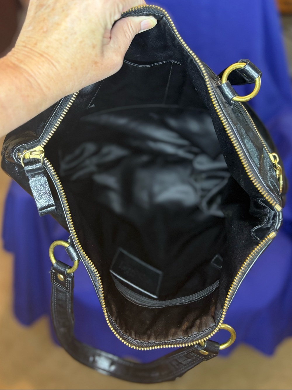 Coach Poppy Black Leather Tote - Picture 3 of 4